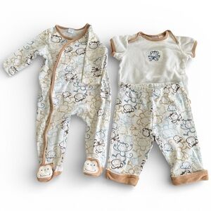First Impressions Baby Monkey Print Onsie Pants Pajama Set